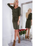 In der Taille gebundene Khaki-Kleider 9729 - Online-Shop - Boutique